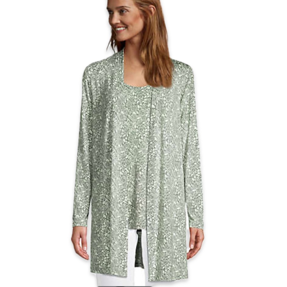 Lands End Two Piece Top And Cardigan